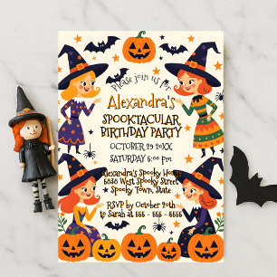 Lieve Heksen & Pompoenveld Halloween Verjaardag Kaart