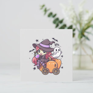 Lieve Heksenkind Zit Op Een Pompoen Auto