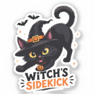 Lieve Heksennep Zwart Kat Halloween Sticker