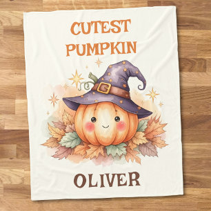 Lieve Heksenpompoen met Herfstbladeren Fleece Deken