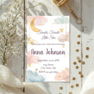 Lieve Hemelse Baby Shower Uitnodiging Aquarel