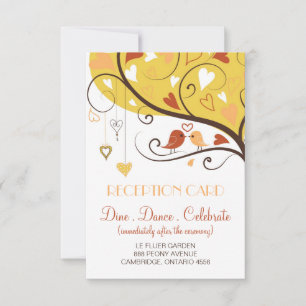 Lieve herfst-liefdesvogels bruiloftsontvangstkaart kaart