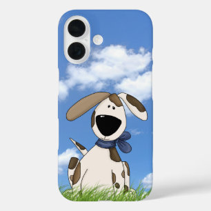 lieve hondenillustratie in gras iPhone 16 hoesje