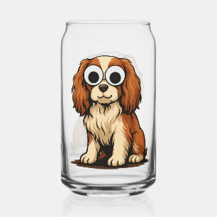 Lieve illustratie van een puppy met grote ogen blikvorm glas