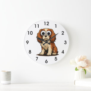 Lieve illustratie van een puppy met grote ogen klok