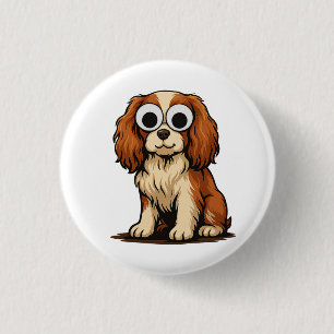 Lieve illustratie van een puppy met grote ogen ronde button 3,2 cm