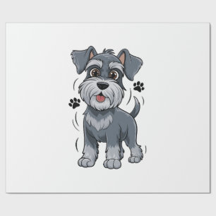 Lieve illustratie van Schnauzer-pup met grote ogen Cadeaupapier