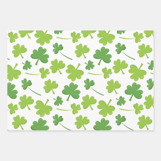Lieve Irish Clovers Green en White Inpakpapier Vel (Voorkant 3)