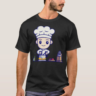 Lieve Jonge Chef Kookt In Keuken Cartoon T-shirt