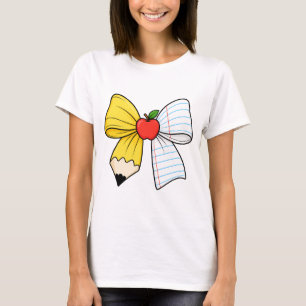 Lieve Juf Boog Potlood Papier Appel Schoolleven T-shirt