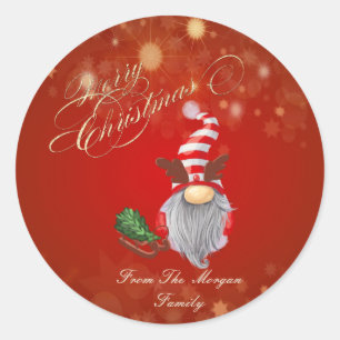Lieve Kabouter Dennenspaander Sleebells Kerstmis Ronde Sticker