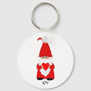 Lieve Kabouter Gekleed in Rood met Hart Sleutelhanger