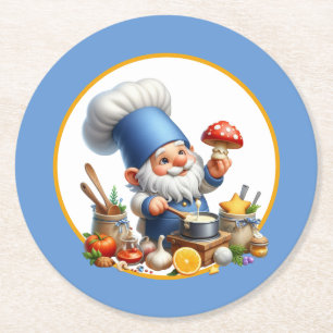 Lieve kabouter kok potluck feestje ronde kartonnen onderzetter