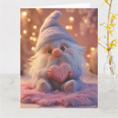 Lieve Kabouter met Hart: Valentijnsdag Ontwerp Kaart (Gele Bloem)