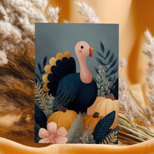 Lieve kalkoen met oogst van herfst Gelukkig Thanks Briefkaart