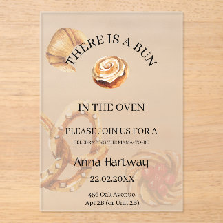 lieve Kanten Rand Cinnamon Roll Baby Shower Acryl Uitnodigingen