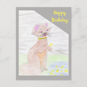 Lieve Kat en Sterren Briefkaart