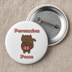 Lieve katdrummer Percussie-club Funnieke cartoon Ronde Button 5,7 Cm