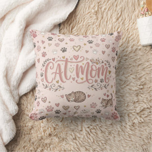 Lieve Kattenmoeder Decorative Zachte Roze Kussen