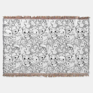 Lieve Kawaii Doodle Karakters (1) Deken