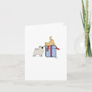 Lieve Keeshond Puppie Hond en Kittens Kerstmis Feestdagen Kaart