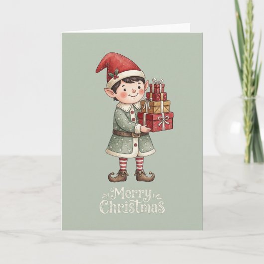 Lieve Kerst Elf Kaart (Voorkant)