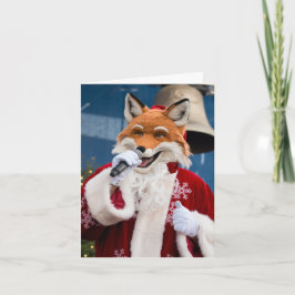 Lieve Kerst Rode Vos Zingt in Kerstman Pak Kaart