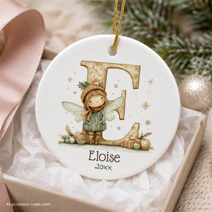Lieve Kerstelf Beginletter Persoonlijke Vakantie Keramisch Ornament