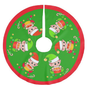 Lieve Kerstelfjes op Groen Kerstboom Rok