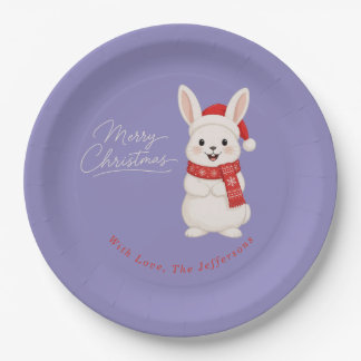Lieve Kersthaas Bunny Paars Papieren Bordje