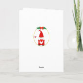 Lieve Kerstkabouter & Vogel op Rood & Wit Feestdagen Kaart (Achterkant)