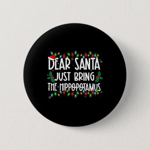Lieve kerstman, breng de familie van het nijlpaard ronde button 5,7 cm