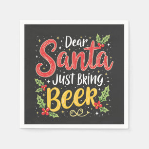 Lieve Kerstman, breng gewoon bier Santa Clause Servet