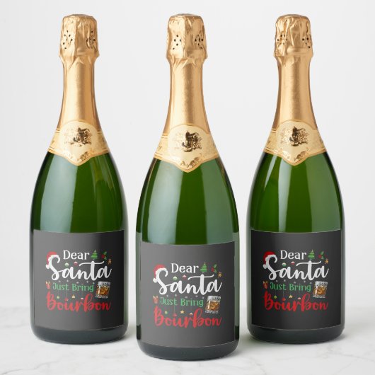 Lieve Kerstman, breng gewoon Bourbon Drink kerst Sparkling Wijnetiket (Flessen)