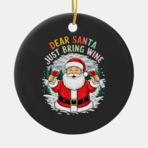 Lieve Kerstman, breng gewoon wijn grappig kerstcad Keramisch Ornament