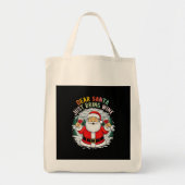 Lieve Kerstman, breng gewoon wijn grappig kerstcad Tote Bag (Voorkant)