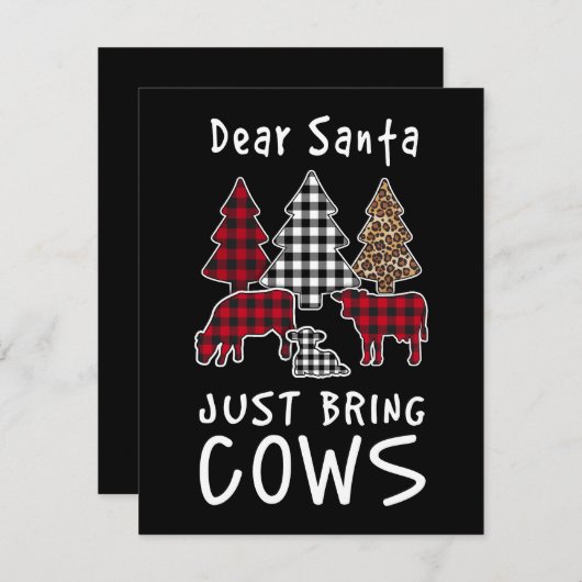 Lieve kerstman, breng me gewoon Koeien, kerst Feestdagenkaart (Voorkant / Achterkant)