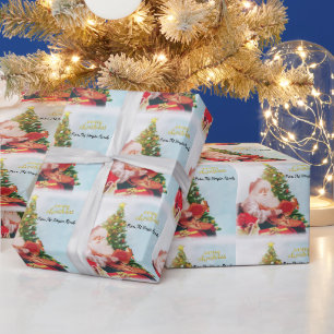 Lieve Kerstman Dennenboom Kerstmis Cadeaupapier