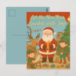 Lieve Kerstman & Elfen Nieuwjaarskaart Briefkaart