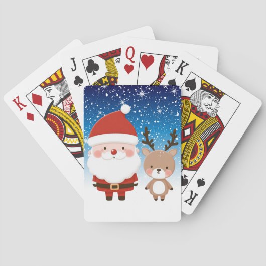 Lieve Kerstman en rendieren  Pokerkaarten (Achterkant)