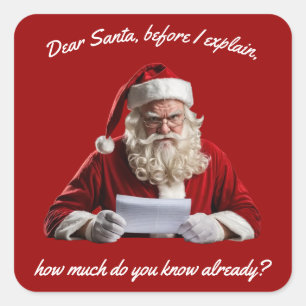 Lieve Kerstman... Grappige kerstman, kerstvakantie Vierkante Sticker