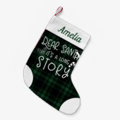 Lieve kerstman, het is een lang verhaal, groen gra kleine kerstsok (Voorkant (Hangend))