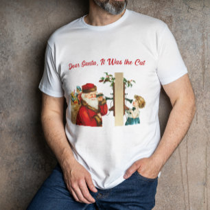 Lieve kerstman, het was de kat grappig kerst t-shirt