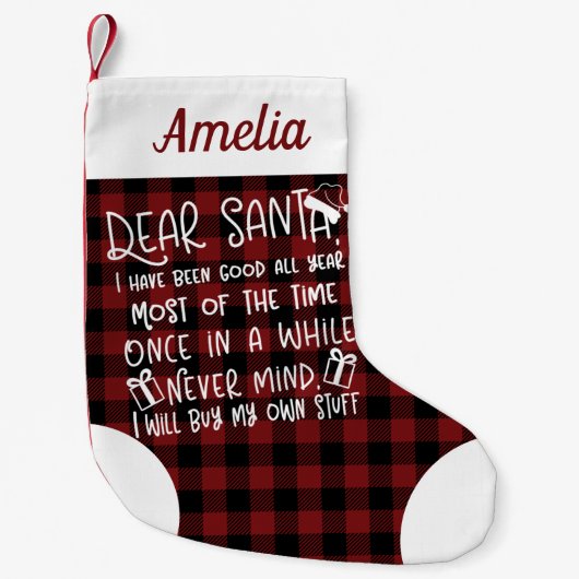 Lieve Kerstman, ik ben goed Schattige grappig gewe Kleine Kerstsok (Voorkant)