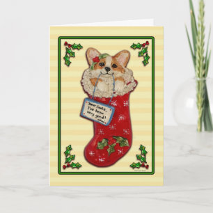 "Lieve Kerstman, ik ben heel goed geweest!" Corgi  Feestdagen Kaart