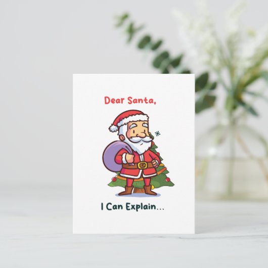 Lieve Kerstman, ik kan het uitleggen - Grappige ke Briefkaart (Staand voorkant)