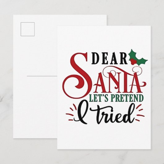 Lieve Kerstman, laten we doen alsof ik het geprobe Uitnodiging Briefkaart (Voorkant / Achterkant)