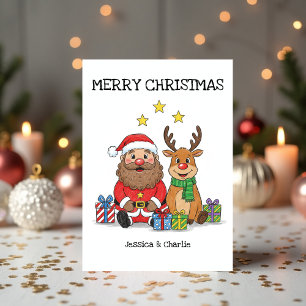 Lieve Kerstman & Rendier Kerstkaart voor Kleinkind Feestdagen Kaart