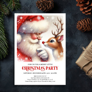 Lieve Kerstman Rudolph Familie Kerstfeest Uitnodig Kaart