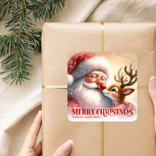 Lieve Kerstman Rudolph Persoonlijke Kerst Kinderen Vierkante Sticker